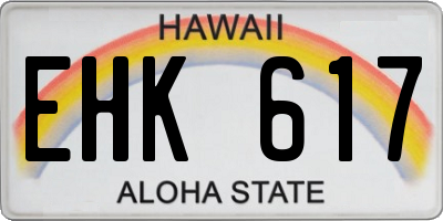 HI license plate EHK617