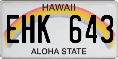 HI license plate EHK643