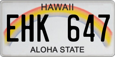 HI license plate EHK647
