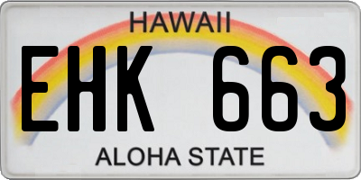 HI license plate EHK663