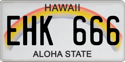 HI license plate EHK666