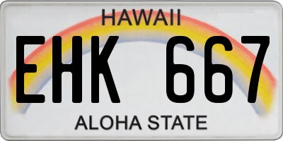 HI license plate EHK667