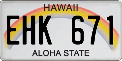 HI license plate EHK671