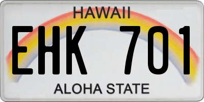 HI license plate EHK701
