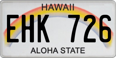 HI license plate EHK726