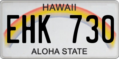 HI license plate EHK730