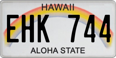 HI license plate EHK744