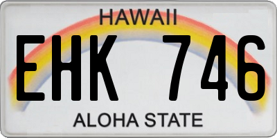 HI license plate EHK746