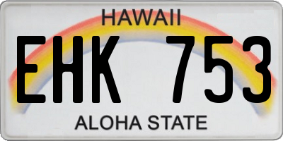 HI license plate EHK753