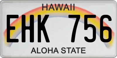 HI license plate EHK756