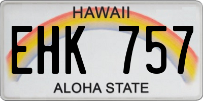 HI license plate EHK757