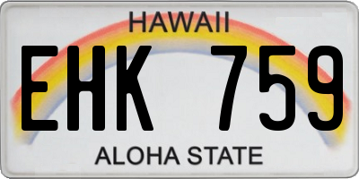 HI license plate EHK759