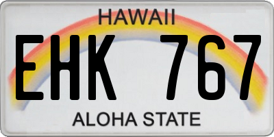 HI license plate EHK767