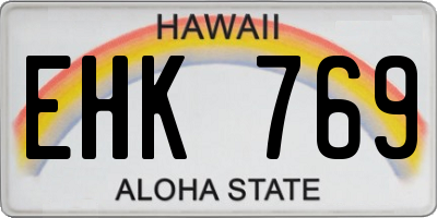 HI license plate EHK769
