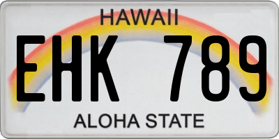HI license plate EHK789