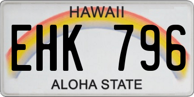 HI license plate EHK796