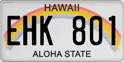 HI license plate EHK801