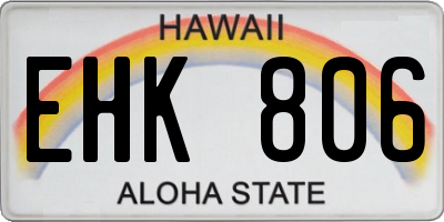 HI license plate EHK806