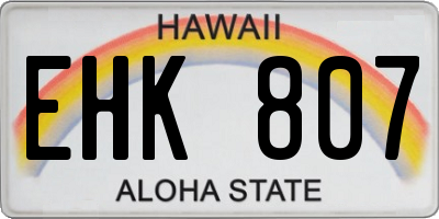 HI license plate EHK807