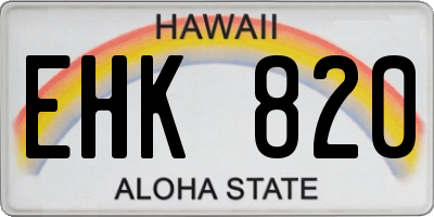 HI license plate EHK820