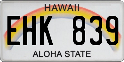 HI license plate EHK839