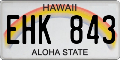 HI license plate EHK843