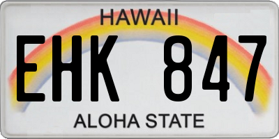 HI license plate EHK847