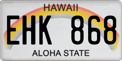 HI license plate EHK868
