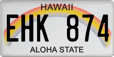 HI license plate EHK874