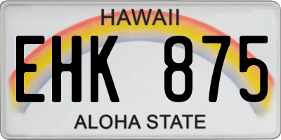 HI license plate EHK875