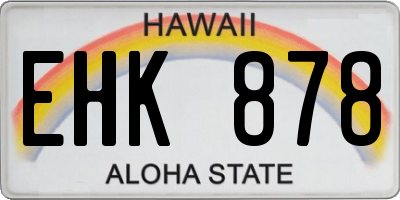 HI license plate EHK878