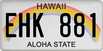 HI license plate EHK881