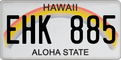 HI license plate EHK885