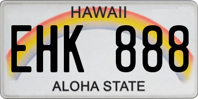 HI license plate EHK888