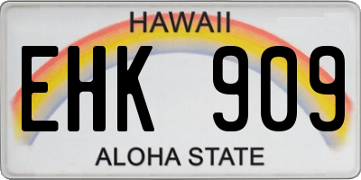 HI license plate EHK909