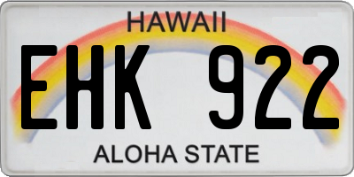 HI license plate EHK922