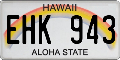 HI license plate EHK943