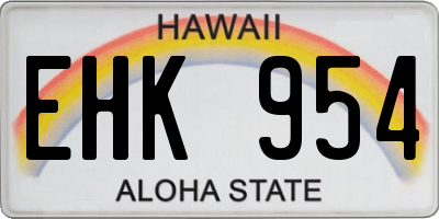 HI license plate EHK954