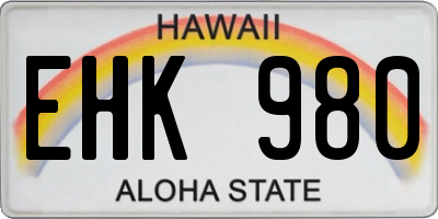 HI license plate EHK980