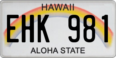 HI license plate EHK981
