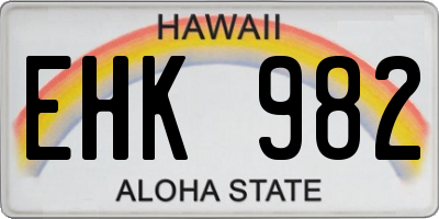 HI license plate EHK982