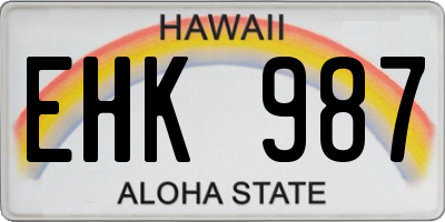 HI license plate EHK987