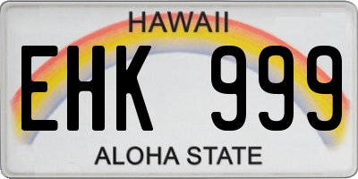 HI license plate EHK999