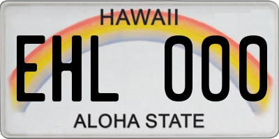 HI license plate EHL000