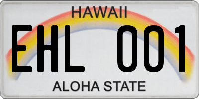 HI license plate EHL001