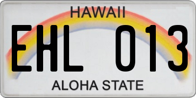 HI license plate EHL013