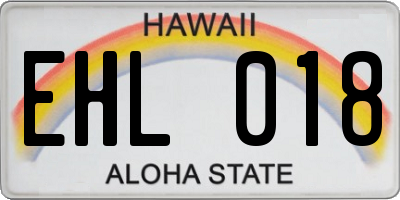 HI license plate EHL018