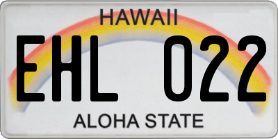 HI license plate EHL022