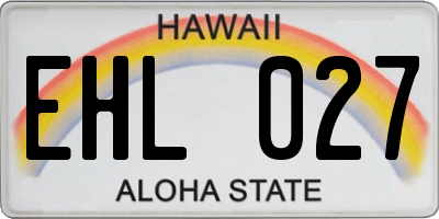 HI license plate EHL027