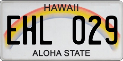 HI license plate EHL029
